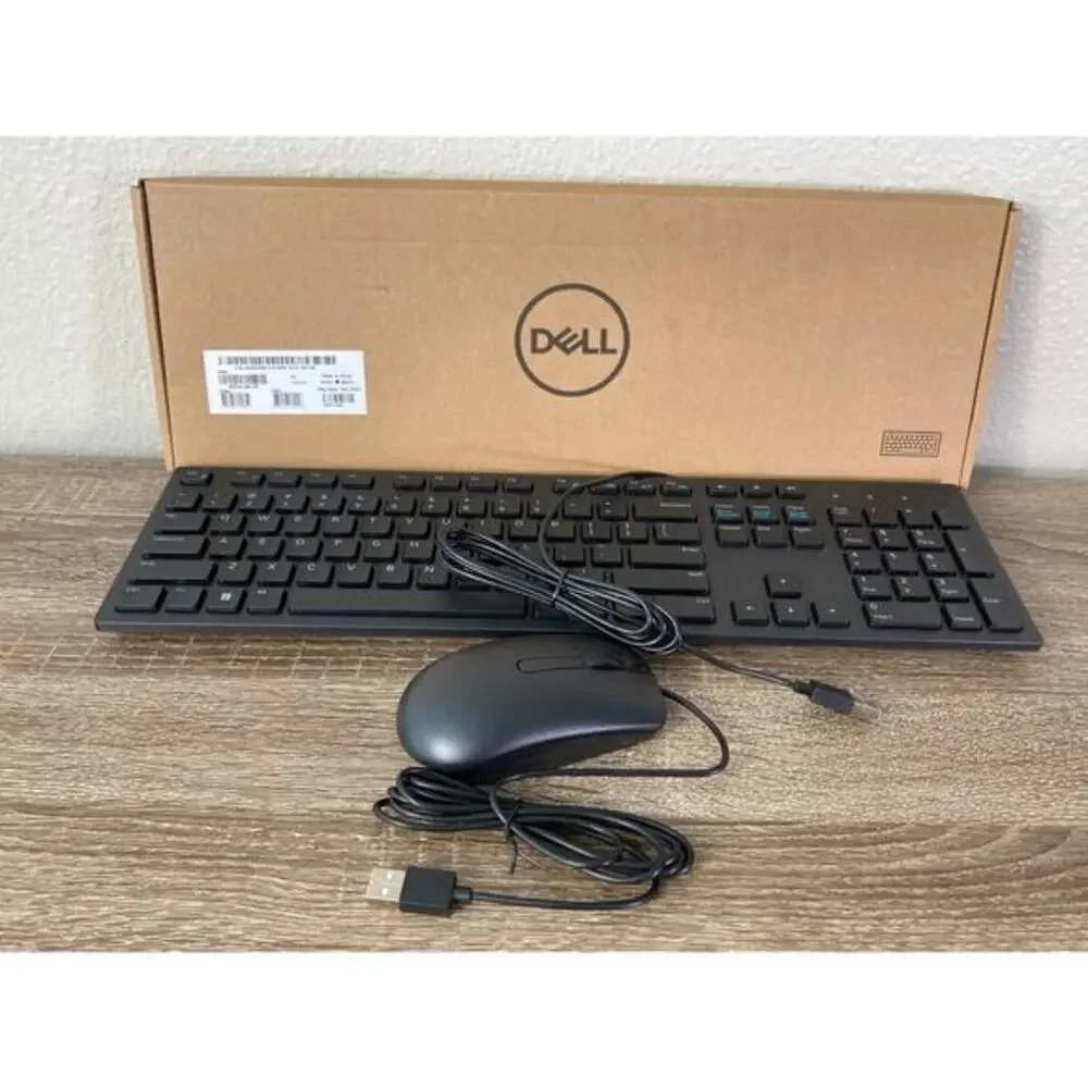 Dell Wired USB Keyboard and Mouse Bundle Black Slim Quiet Keys